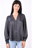 Camasa Dama Selected Slfatja Silver Stripes Black